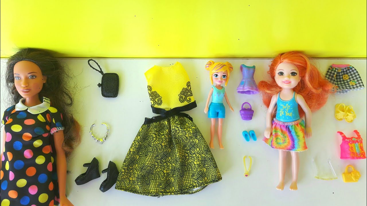 Barbie Kızları Chelsea ve Polly Pocket &Ouml;zel Davete Hazırlanıyor Kıyafet Giydirme Oyunu