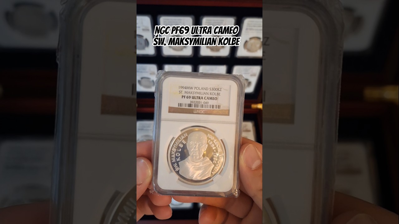 300.000 zł NGC PF 69 św. Maksymilian Kolbe 1994r. Moneta w slabie NGC. #monety #srebro #ngc