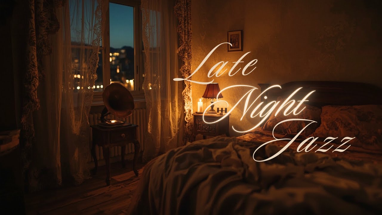 Vintage Gramophone Jazz at Night | Warm Bedroom Ambience