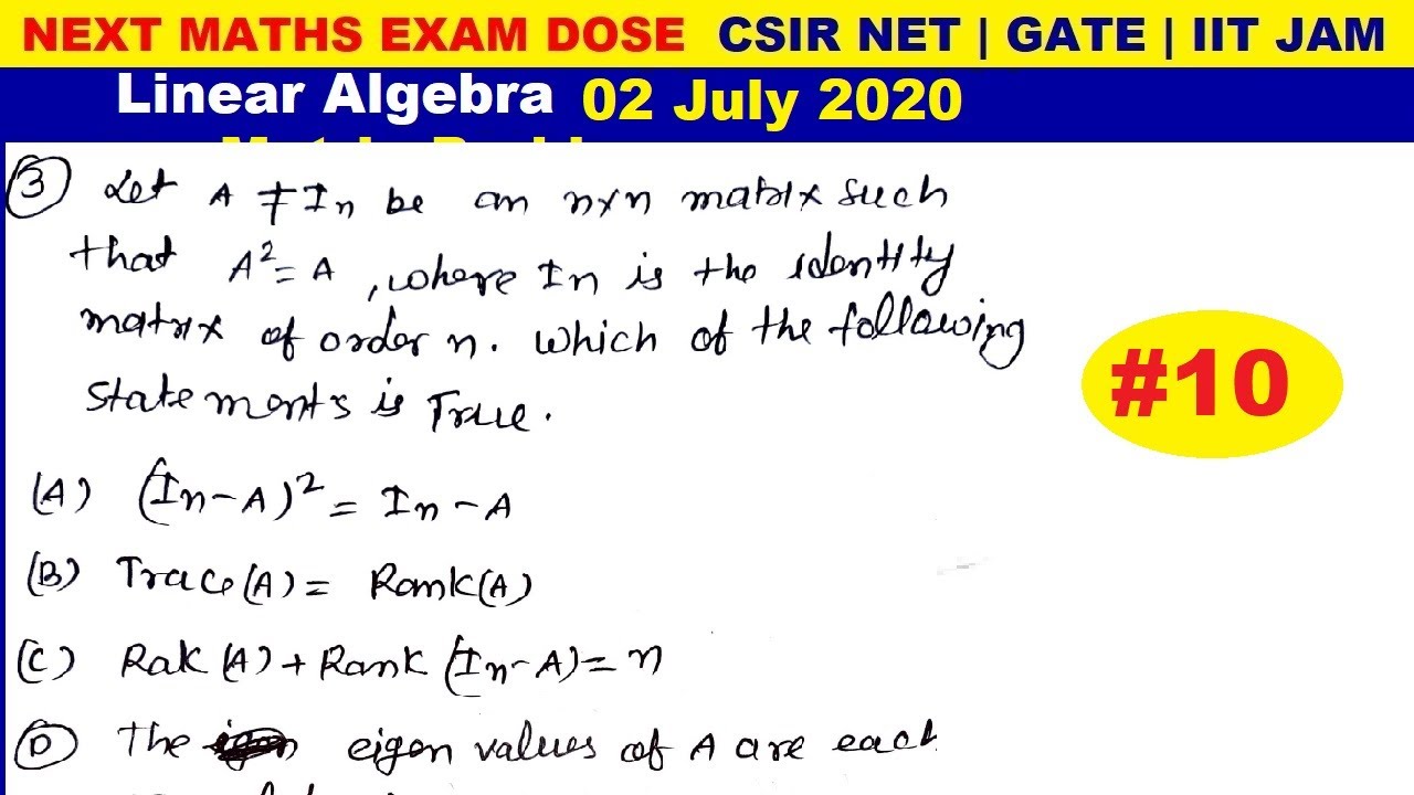 #10 NEXT MATHS  EXAM  DOSE | 2 JULY 2020  | IMPORTANT QUESTION OF LINEAR ALGEBRA