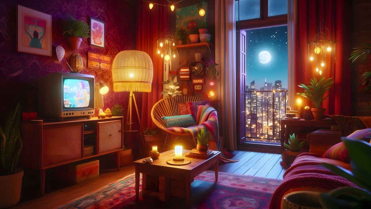 Midnight Neon Nostalgia 🌕 Folk Chill Hop for Spring Nights 🌕
