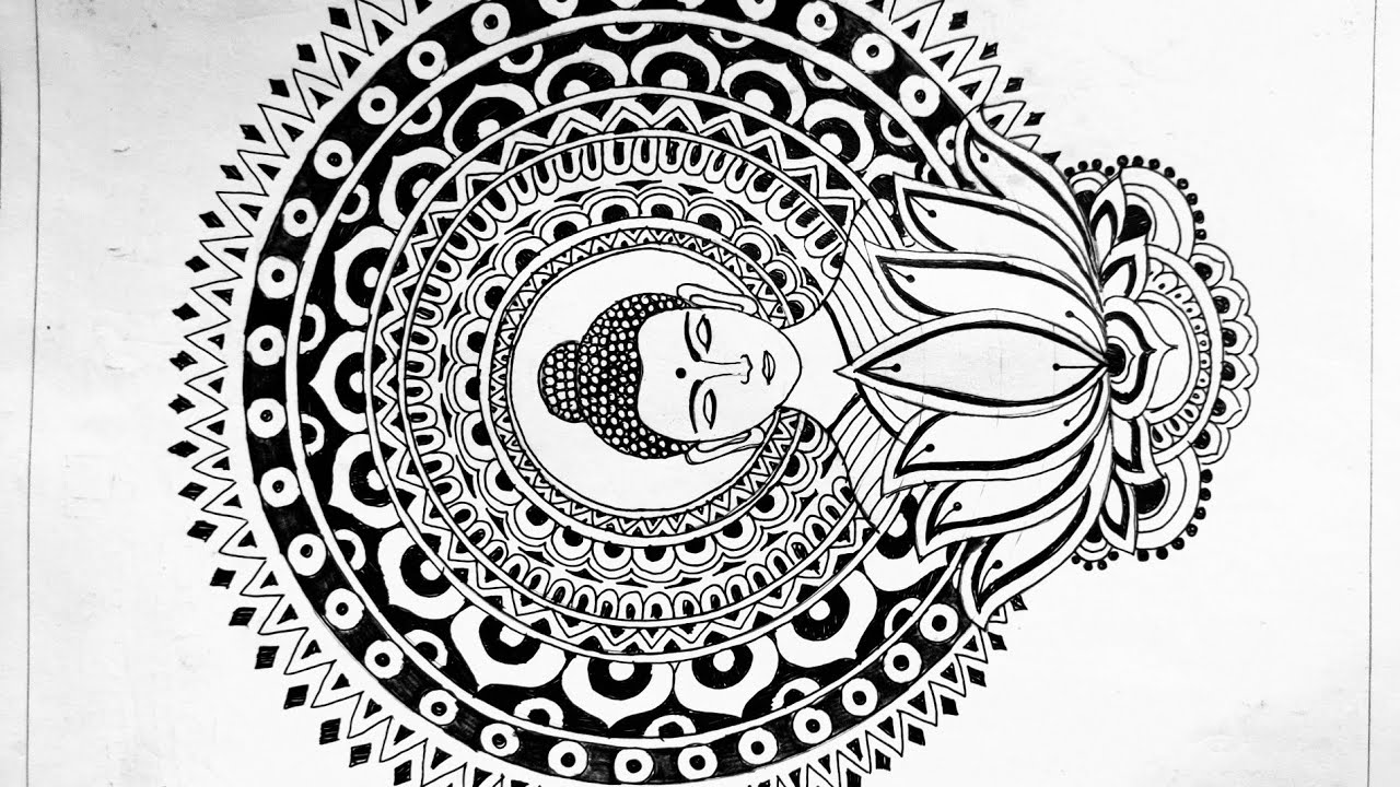Buddha Purnima special beautiful Drawing of lord Buddha use black gel pen