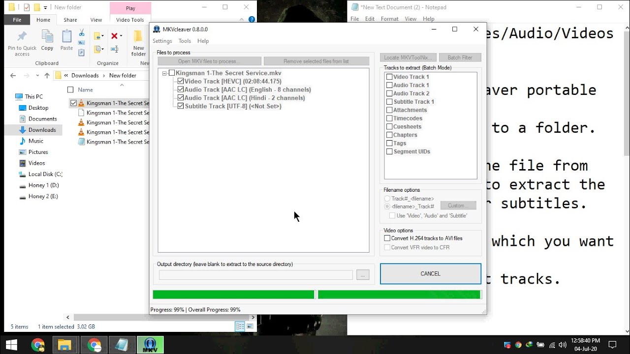 Extract Subtitles|Audio|Video from MKV files