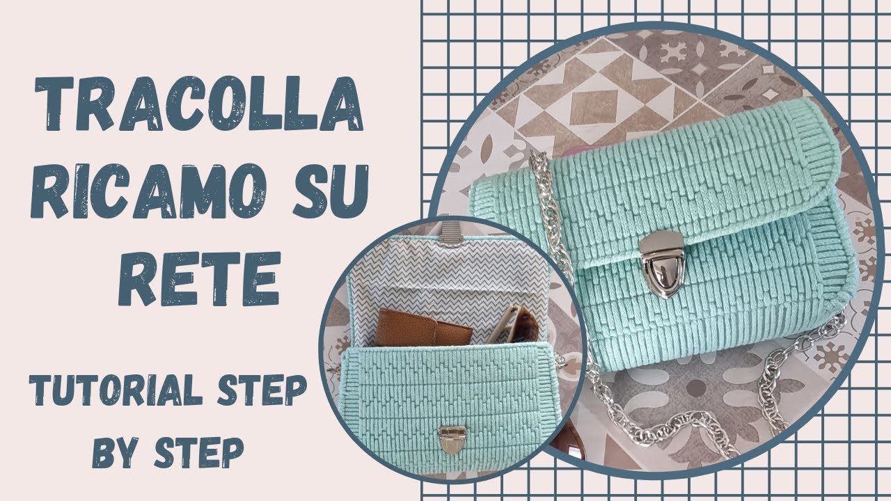 Tutorial uncinetto pochette su rete canvas tecnica ricamo  con ago e passaggi per foderarla