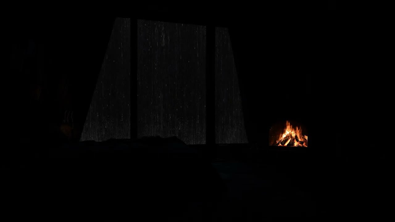 Rain on Window with Fireplace 🔥 Cozy Night Ambience for Deep Sleep & Insomnia Relief