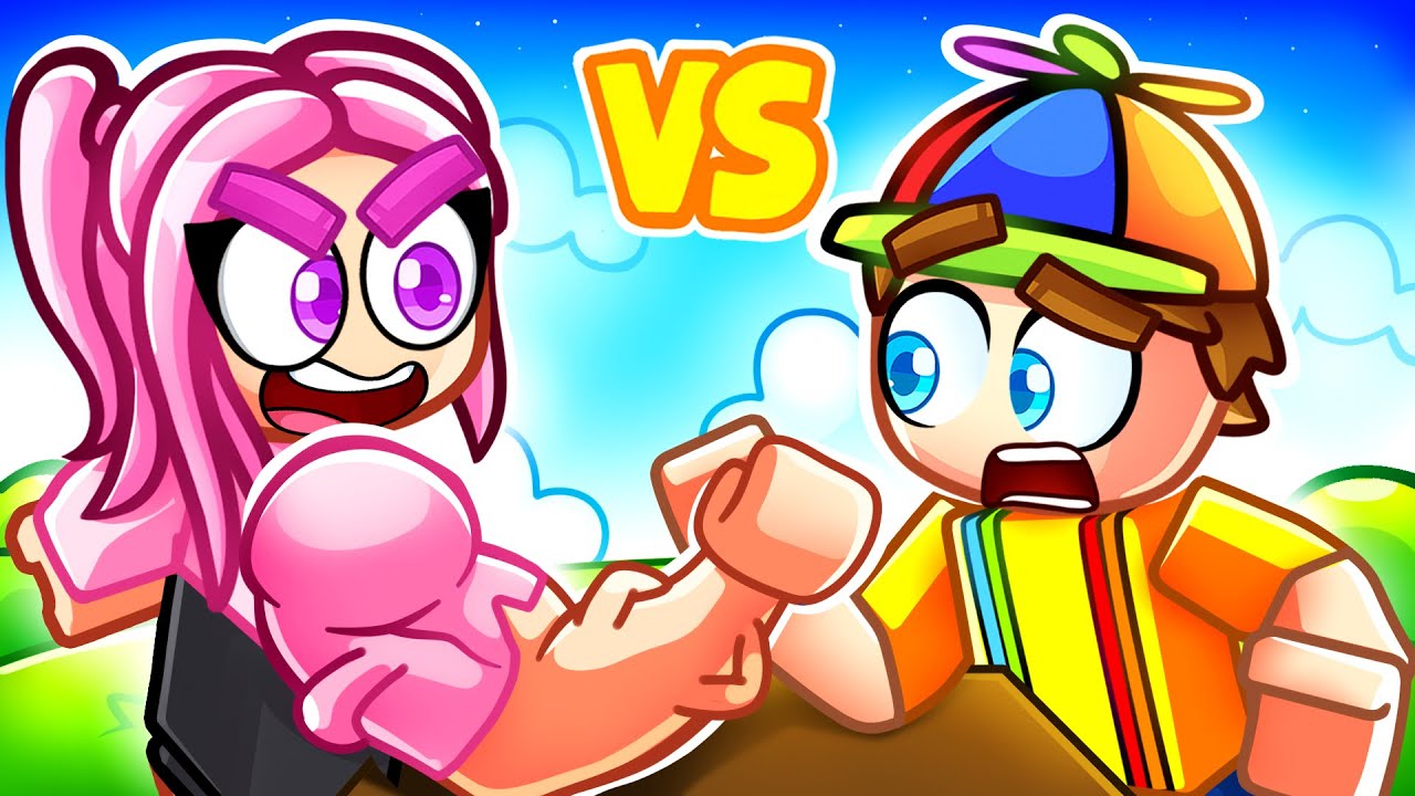 My Crush is SUPER STRONG in Roblox Arm Wrestle Simulator…