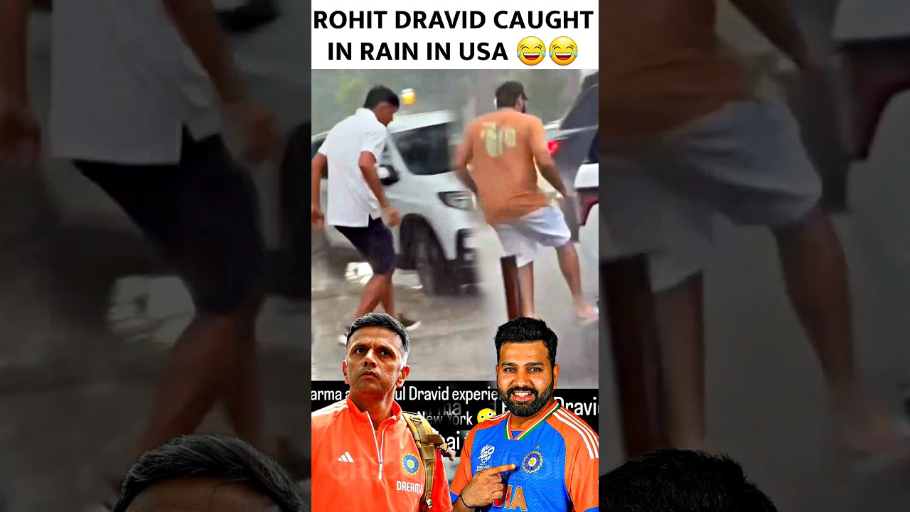 Rohit Sharma and Coach Rahul Dravid Funniest Video 😂😂 Caught in Rain in USA #rohitsharma #viratkohli