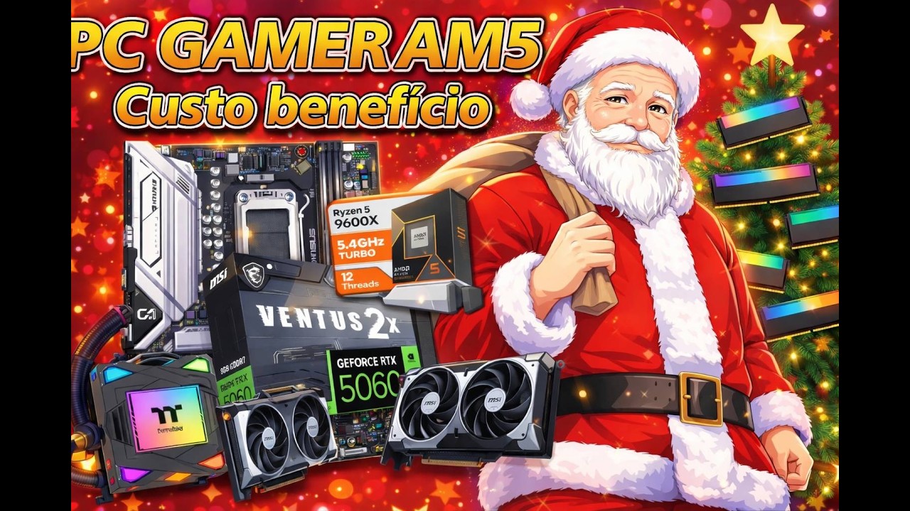 Montar PC GAMER Am5 Custo benefício🎄Ryzen 5 9600x + RTX 5060 MSI Ventus 2x + Thermaltake LA240
