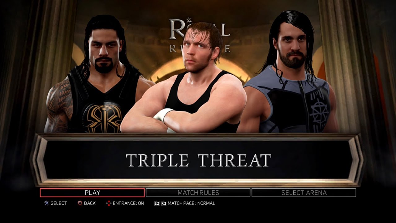 WWE 2K17 PS3 - Dean Ambrose VS Roman Reigns VS Seth Rollins - Triple Threat Elimination KO Match