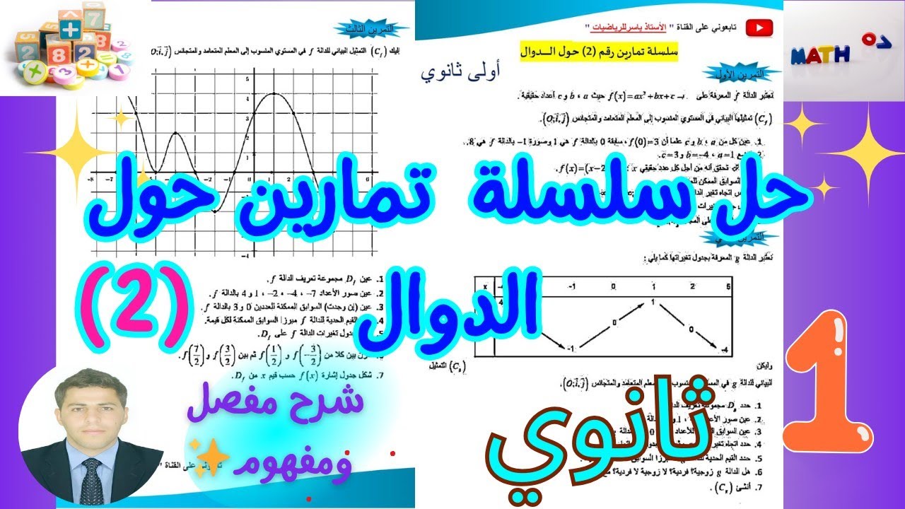 حل تمارين شاملة حول الدوال  رياضيات سنة اولى ثانوي | سلسلةرقم (2) 🔥🔥 بشــرح مفصل ورائع 💞👨‍🏫