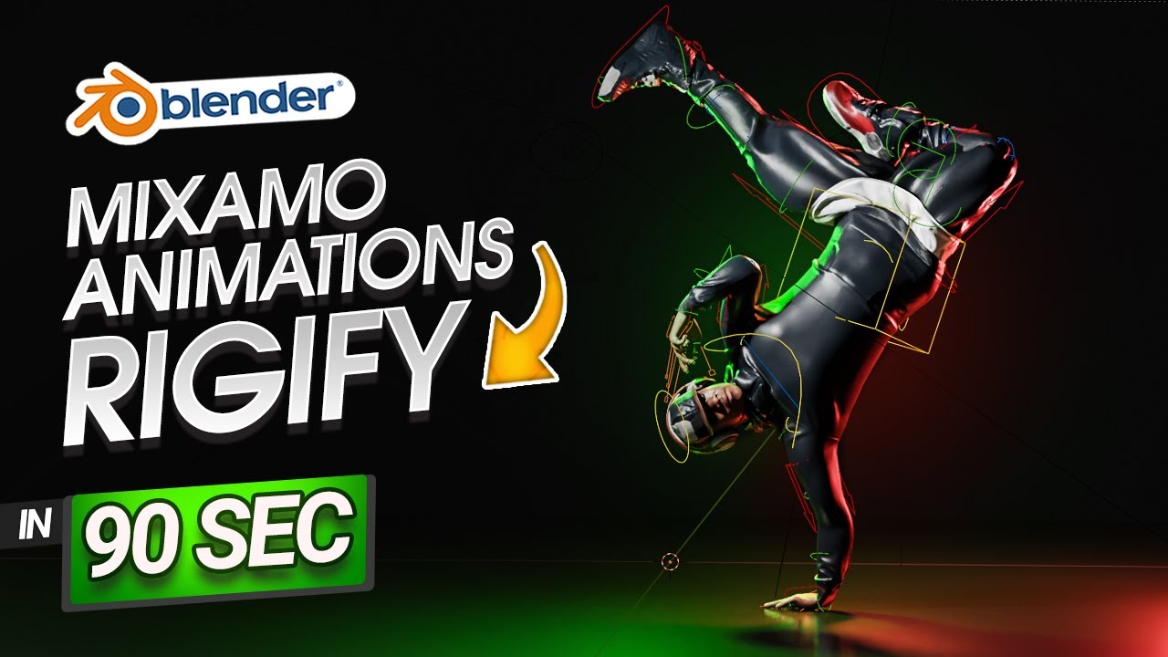 Как использовать анимацию Mixamo в Blender Rigify за 90 секунд