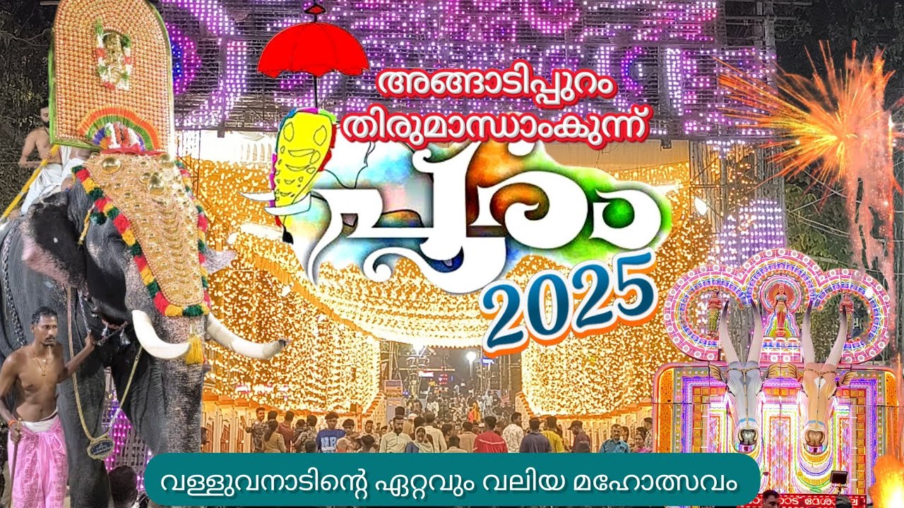 അങ്ങാടിപ്പുറം തിരുമാന്ധാംകുന്ന് പൂരം 2025 | വള്ളുവനാടിന്റെ മെഗാ പൂരം | പതിനൊന്നാം പൂരം