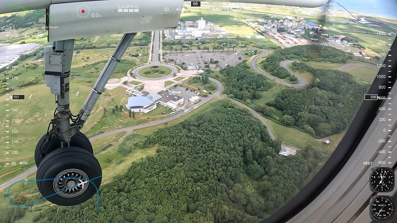 【4K】2022 Из нового аэропорта Титосэ в аэропорт Вакканай. Bombardier DHC8-Q400 приземлился! с GPS.