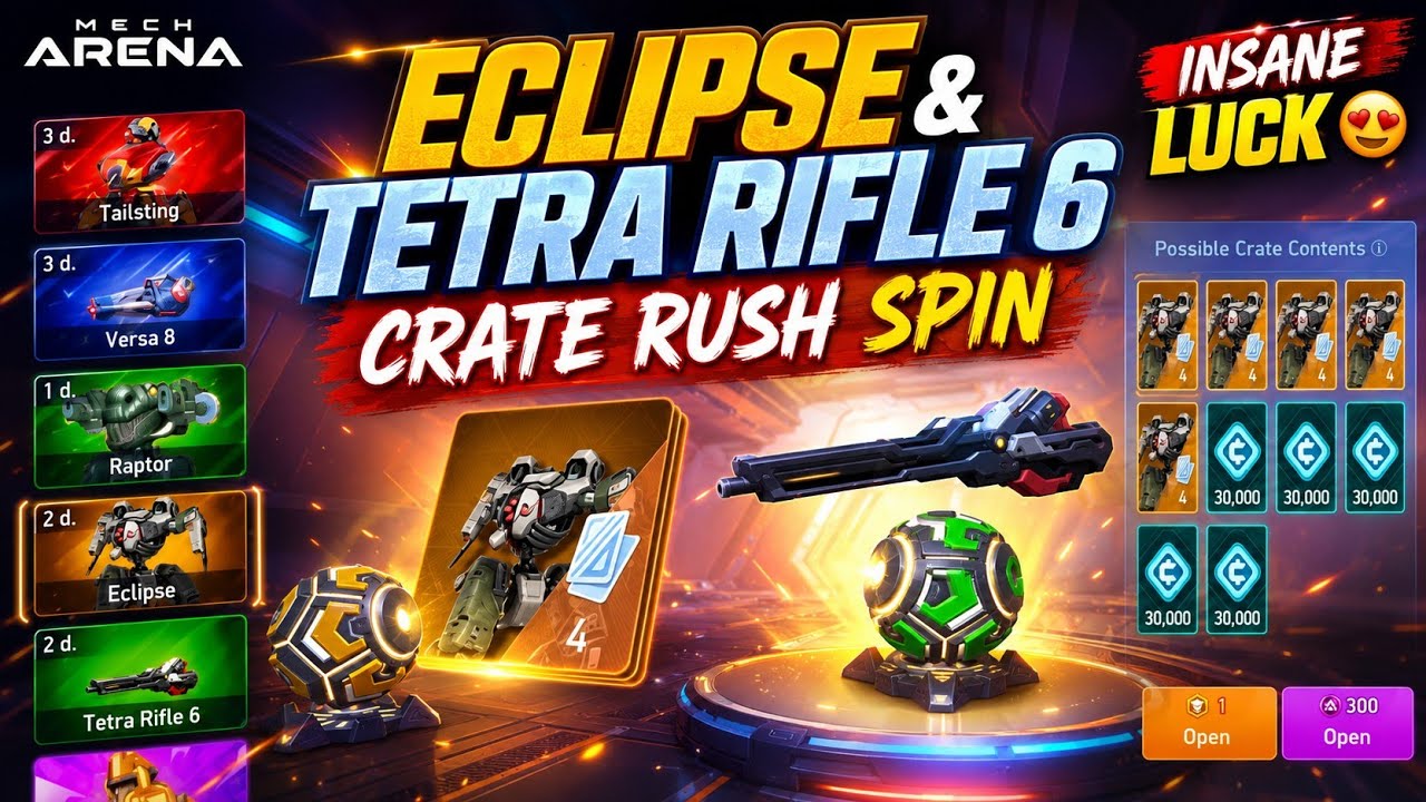 Eclipse And Tetra Rifle 6 😍 Crate rush spin Mech Arena 🔥 | Insane luck 🎊 | @BhavayMech-Arena 