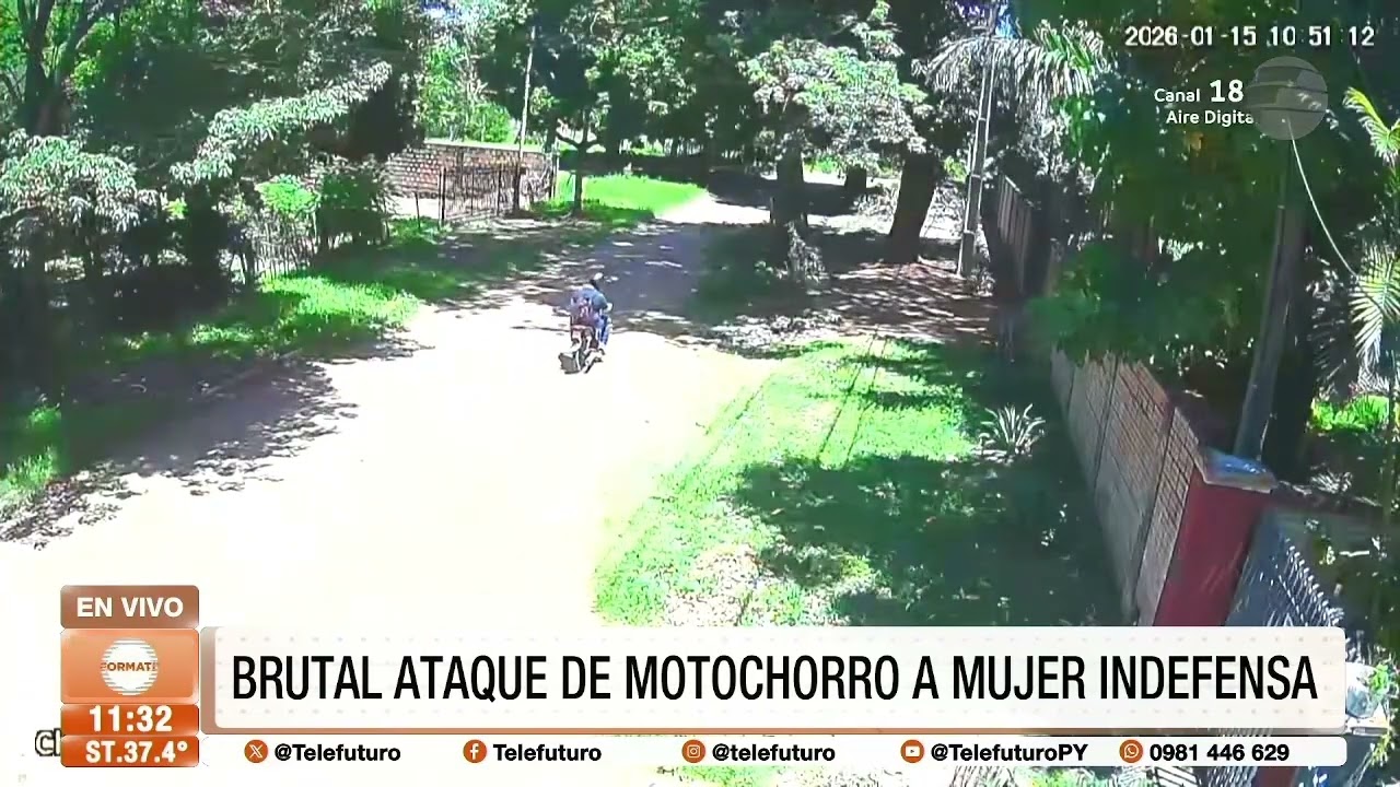 Brutal ataque de motochorro a una mujer