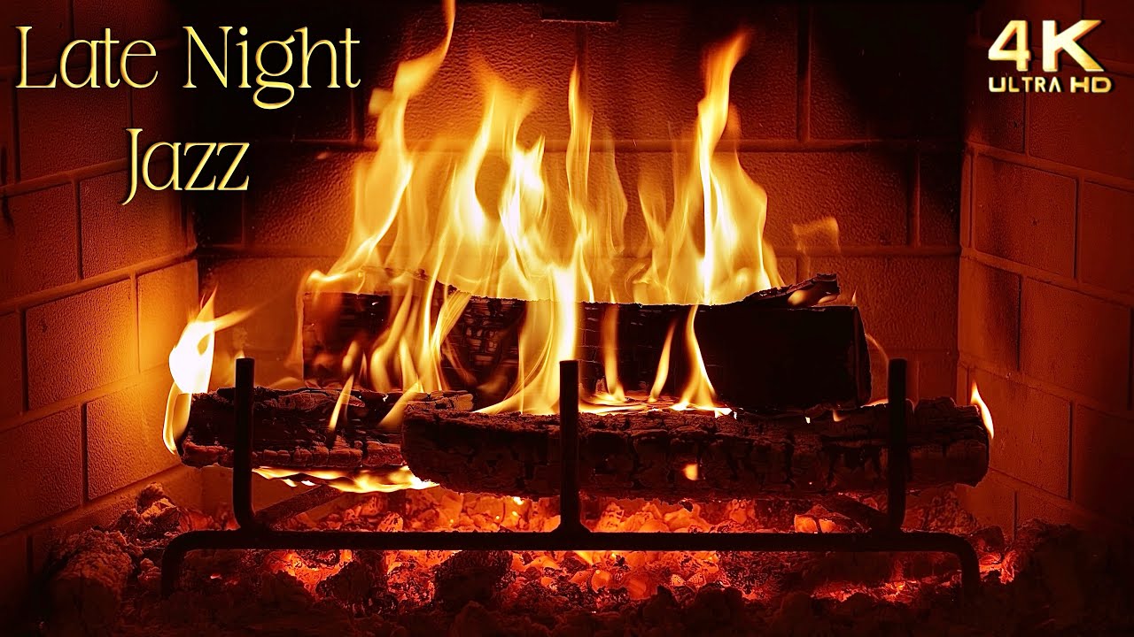 🔥 Late Night Jazz Fireplace | Calming Fire Sounds & Music