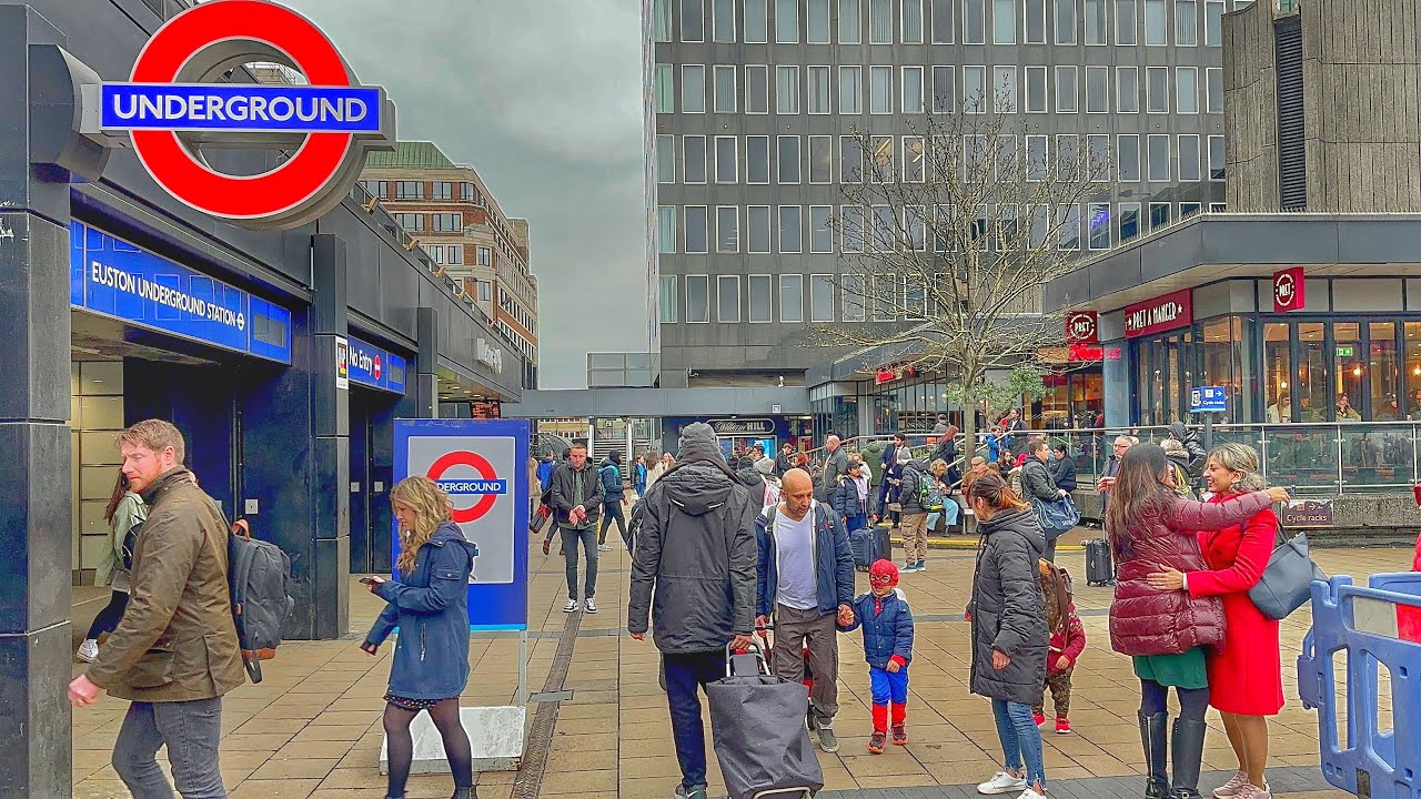England, London City Tour 2023 | 4K HDR Virtual Walking Tour around the City |Euston to King’s Cross