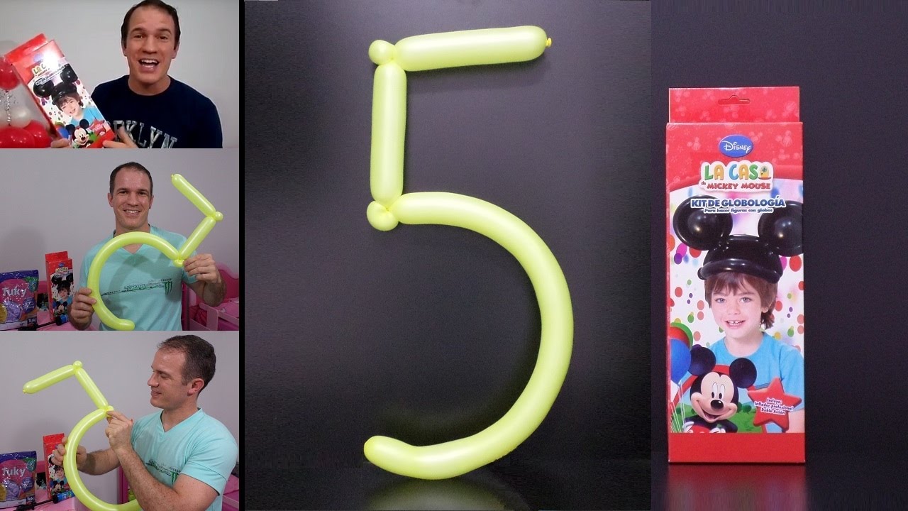 como hacer numeros con globos - como hacer el numero 5 con globos - figuras con globos numero cinco
