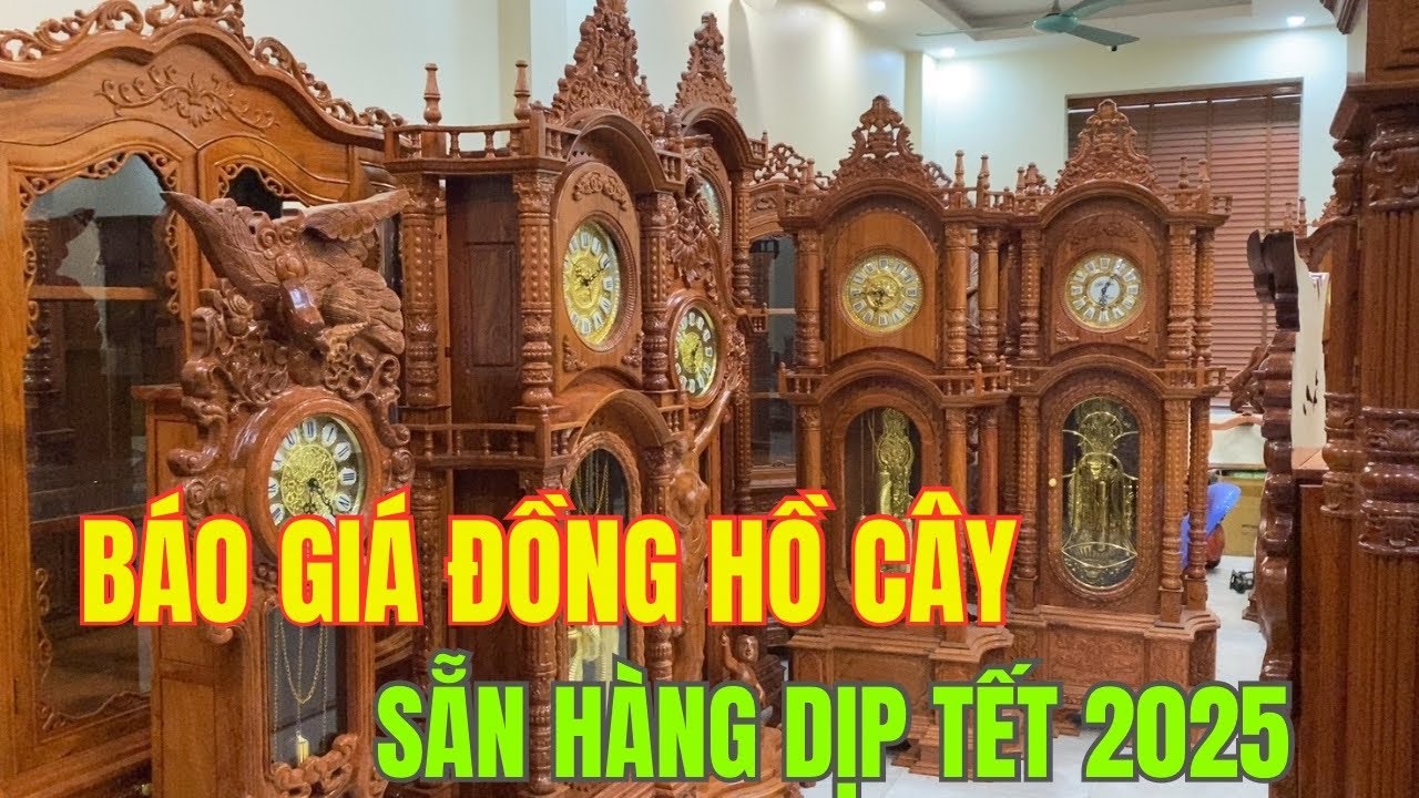 Báo giá đồng hồ cây gỗ hương đá dịp tết 2025 luôn sẵn Xưởng Nội thất Tuấn Long