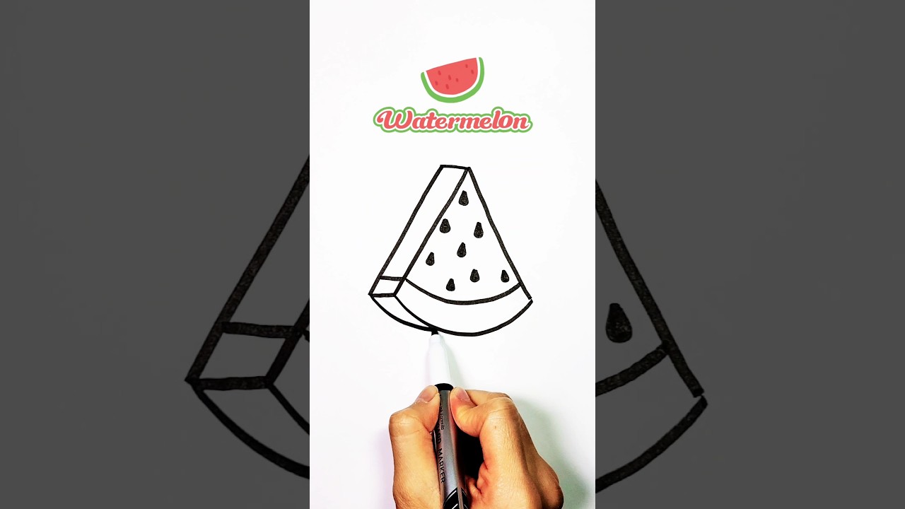 How to Draw a Watermelon Slice 🍉 | Easy Drawing Tutorial for Beginners #shorts