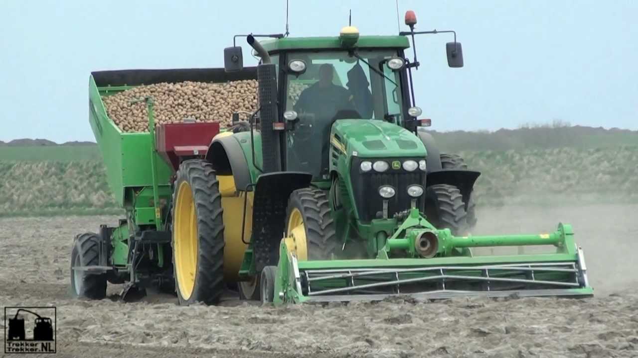 Aardappels poten in de Wilhelminapolder + JD 8200 / 7920 Lelytera 6m