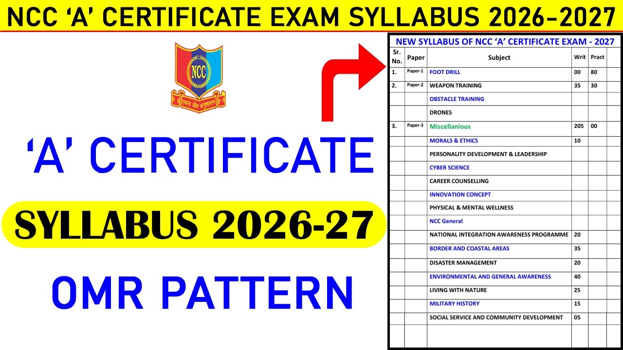 ncc a certificate new syllabus 2027 | ncc a exam 2026-2027 | ncc a certificate syllabus 2027 | #ncc