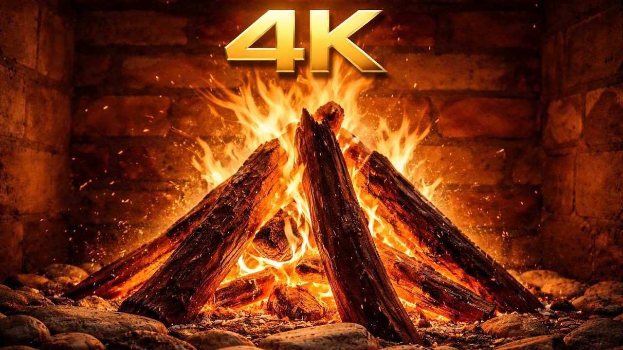 6 HOURS 🔥4K Cozy Fireplace Ambience | Crackling Fire Sounds for Deep Sleep | No Talking