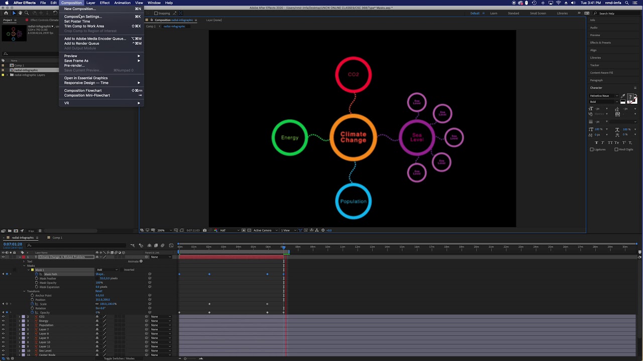 Visual Design for Multimedia - Animating text and masks with Adobe After Effects