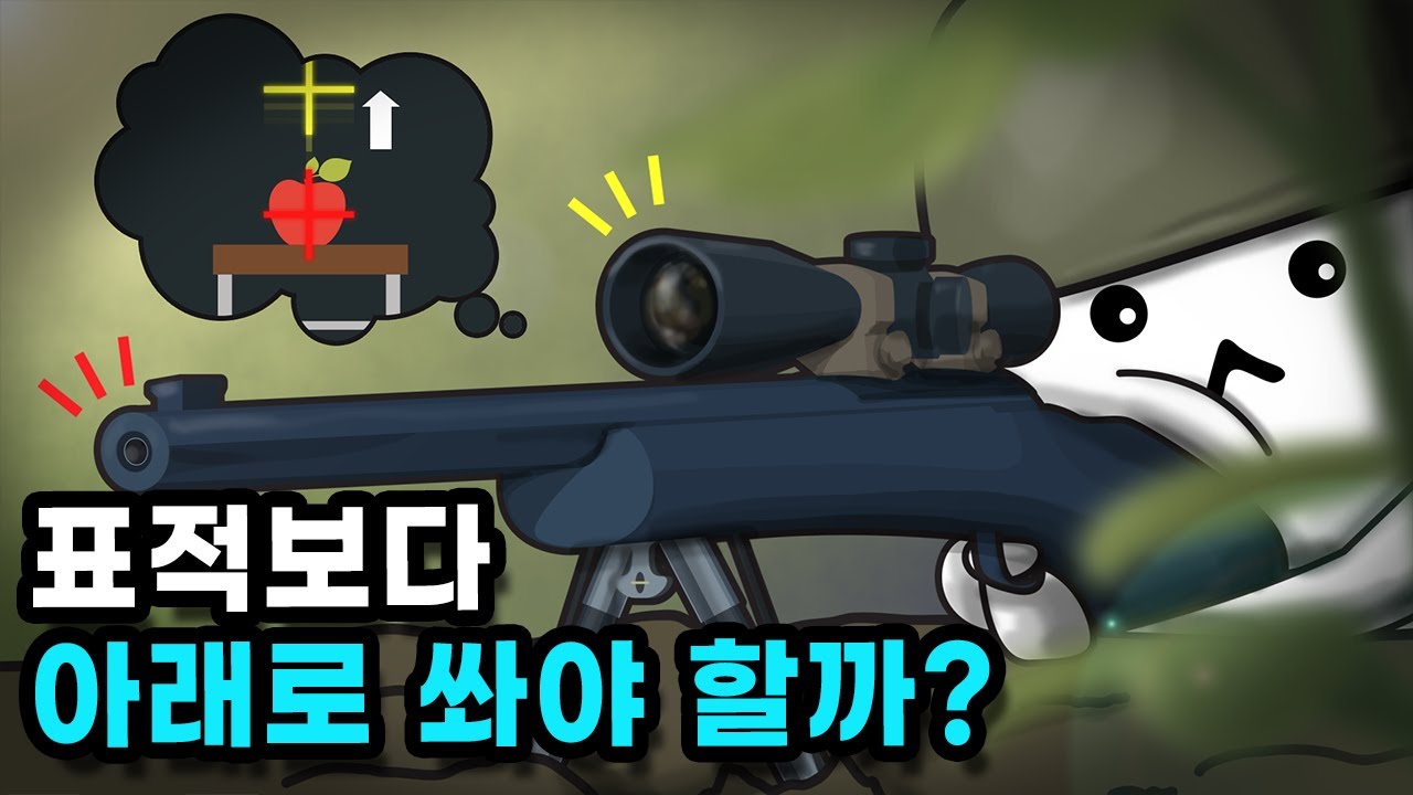 스코프는 총기 위에 있는데, 어떻게 표적을 정확히 맞힐까?