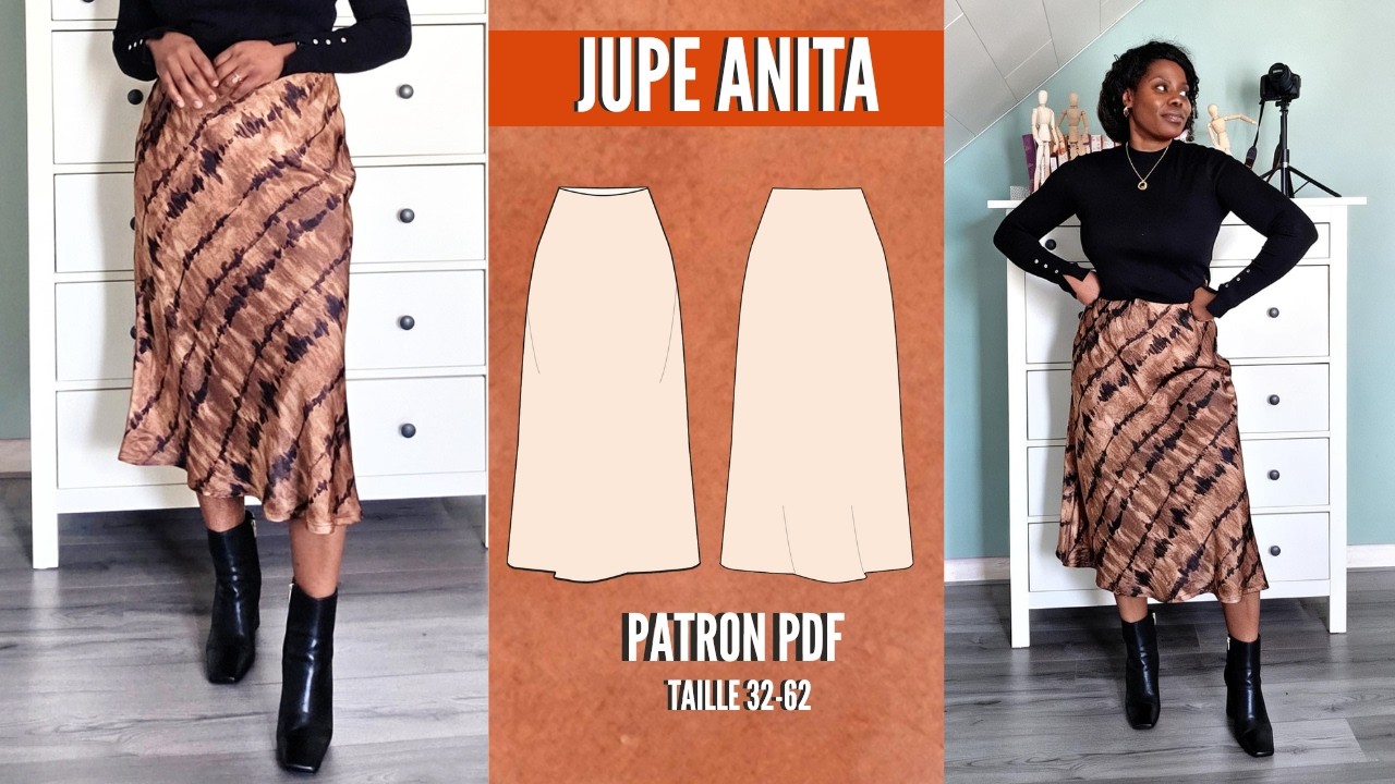 Coudre du satin sans stress: Jupe en biais, le projet idéal pour débuter + Patron Pdf Anita 32-62