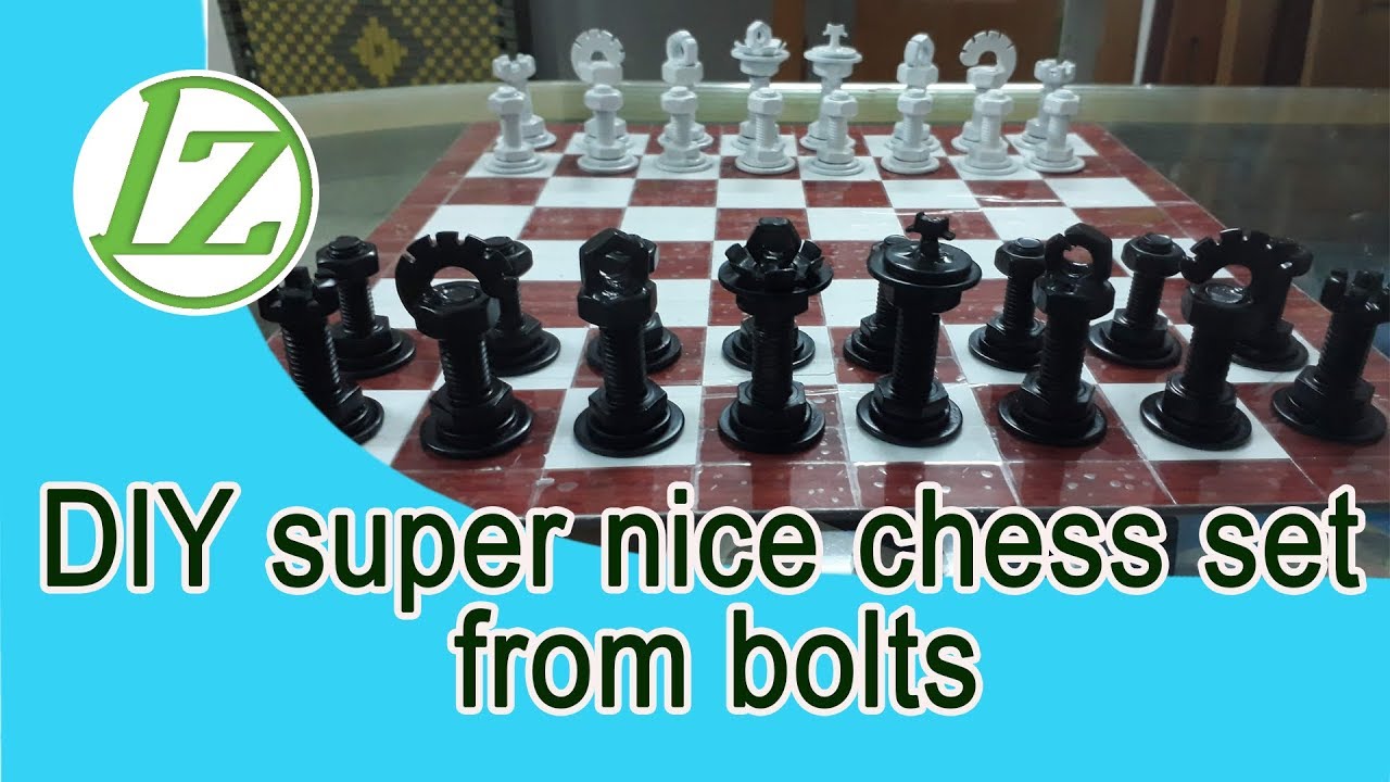 DIY super nice chess set with bolts (Tự làm bộ cờ vua siêu đẹp bằng bulong)