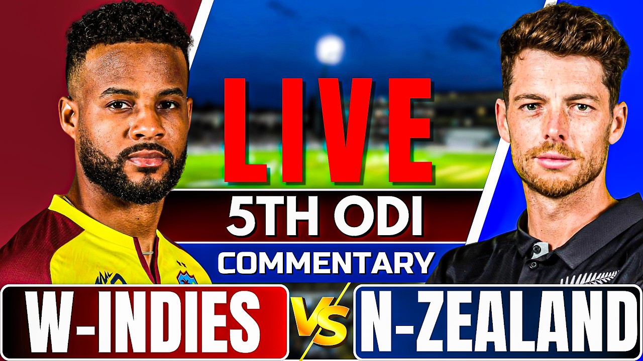 🔴Live: New Zealand vs West Indies | 5th ODI | Live Score & Commentary | Live cricket match today