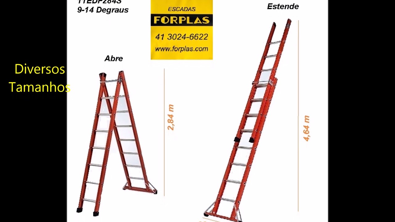 Escada Dupla Extensível Fibra, descubra porque ela é a preferida dos eletricistas.