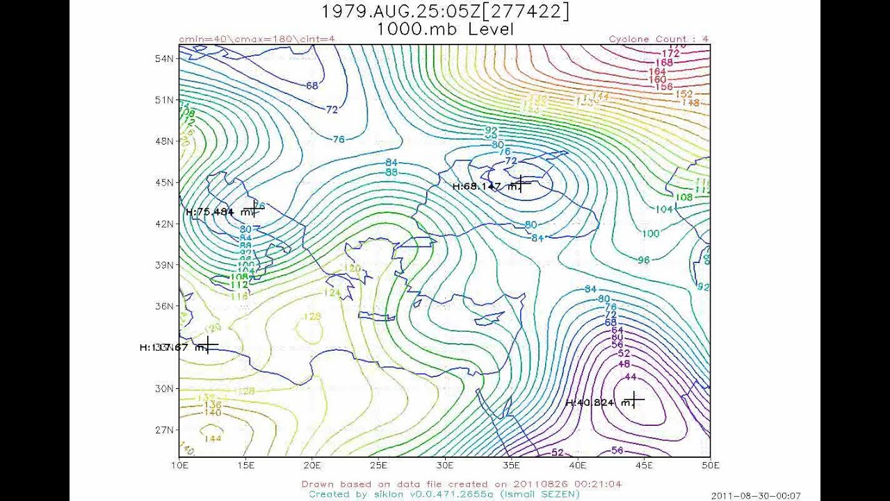 Cyclone Locations + Year: 1979, Level: 1000mb. Time Interval:1 hour - Time Lapse