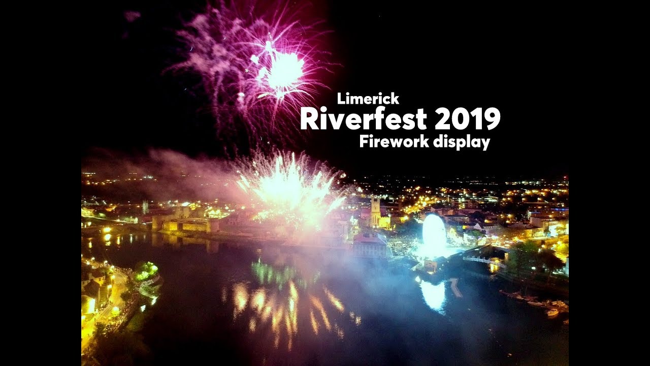 Firework Display from drone - Limerick Riverfest 2019 1/2