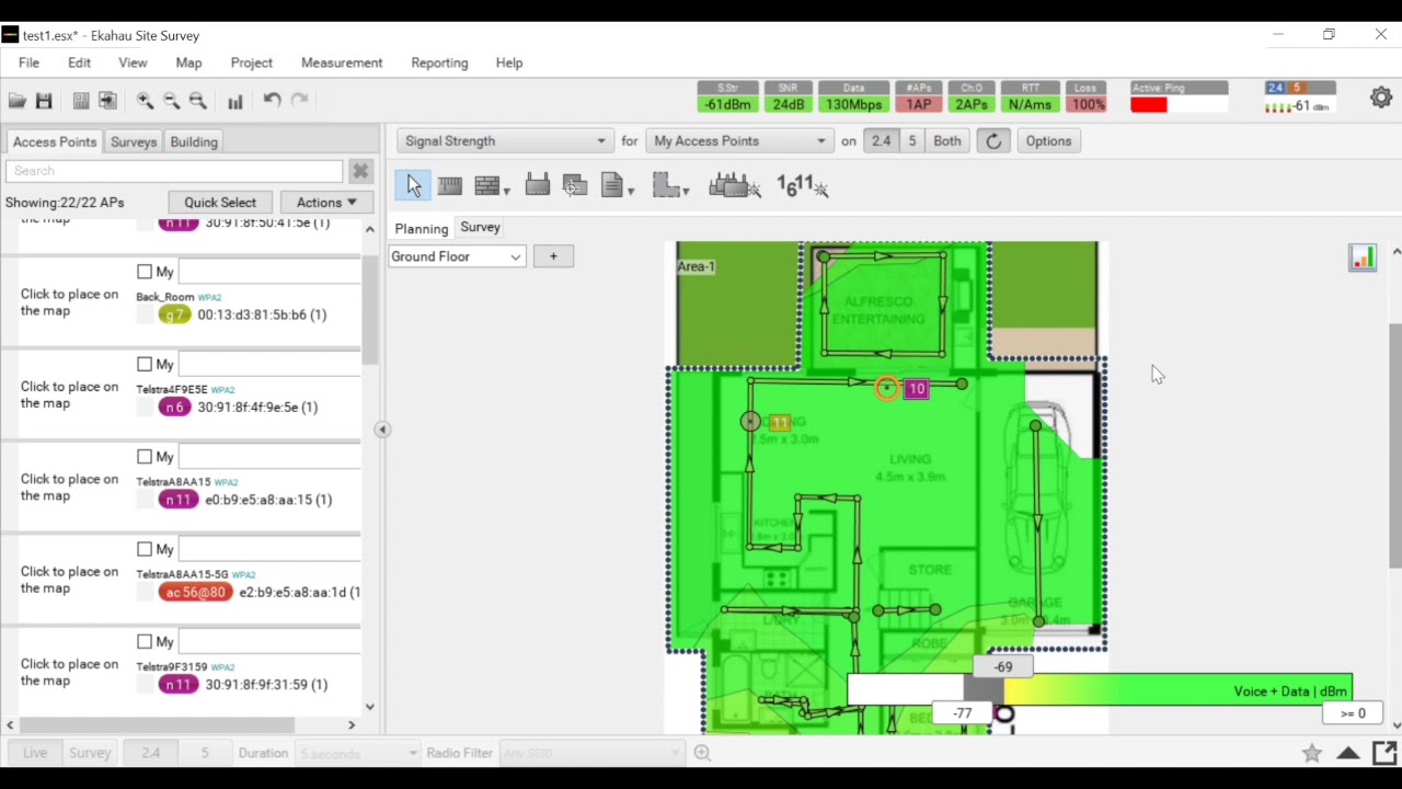 Wifi passive site survey using Ekahau