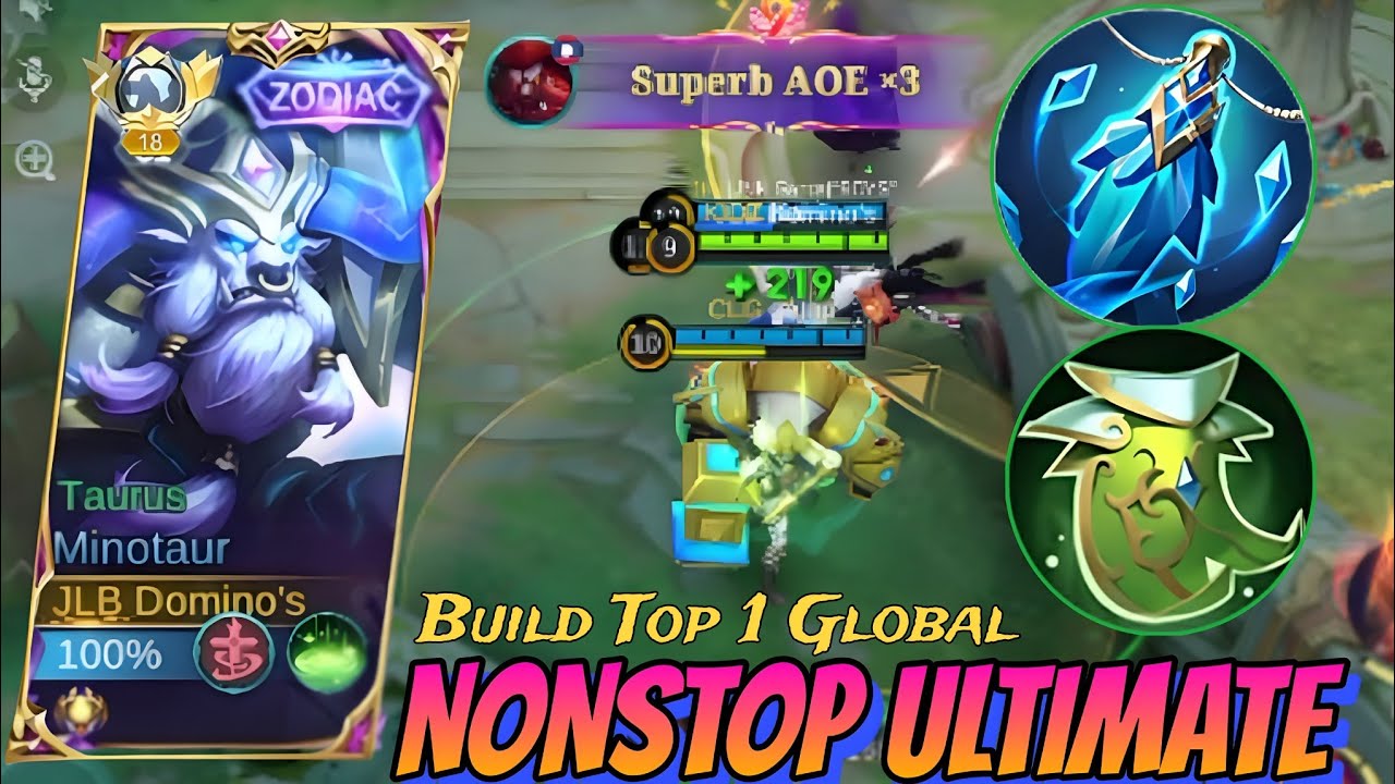Carry Team!! Annoying & Strong Minotaur Build Full Cooldown MVP plays!! Build Top 1 Global minotaur