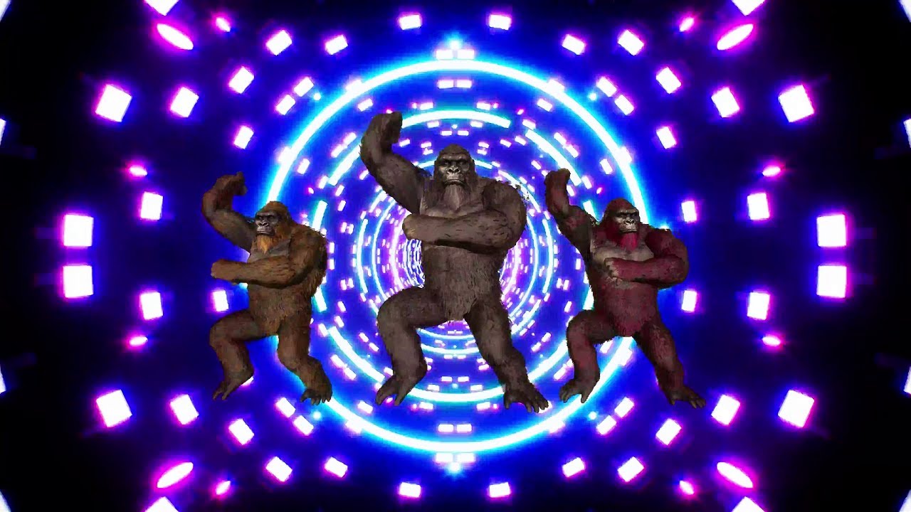 🦍 King Kong Dance in Neon Tunnel | 8 Hours 4K Seamless Loop Party Visuals