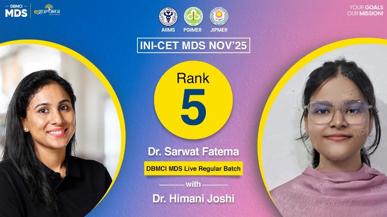 INICET MDS Nov 2025 Rank 5 Dr. Sarwat Fatema's Success Journey | INICET MDS Nov'25 Topper| DBMCI MDS