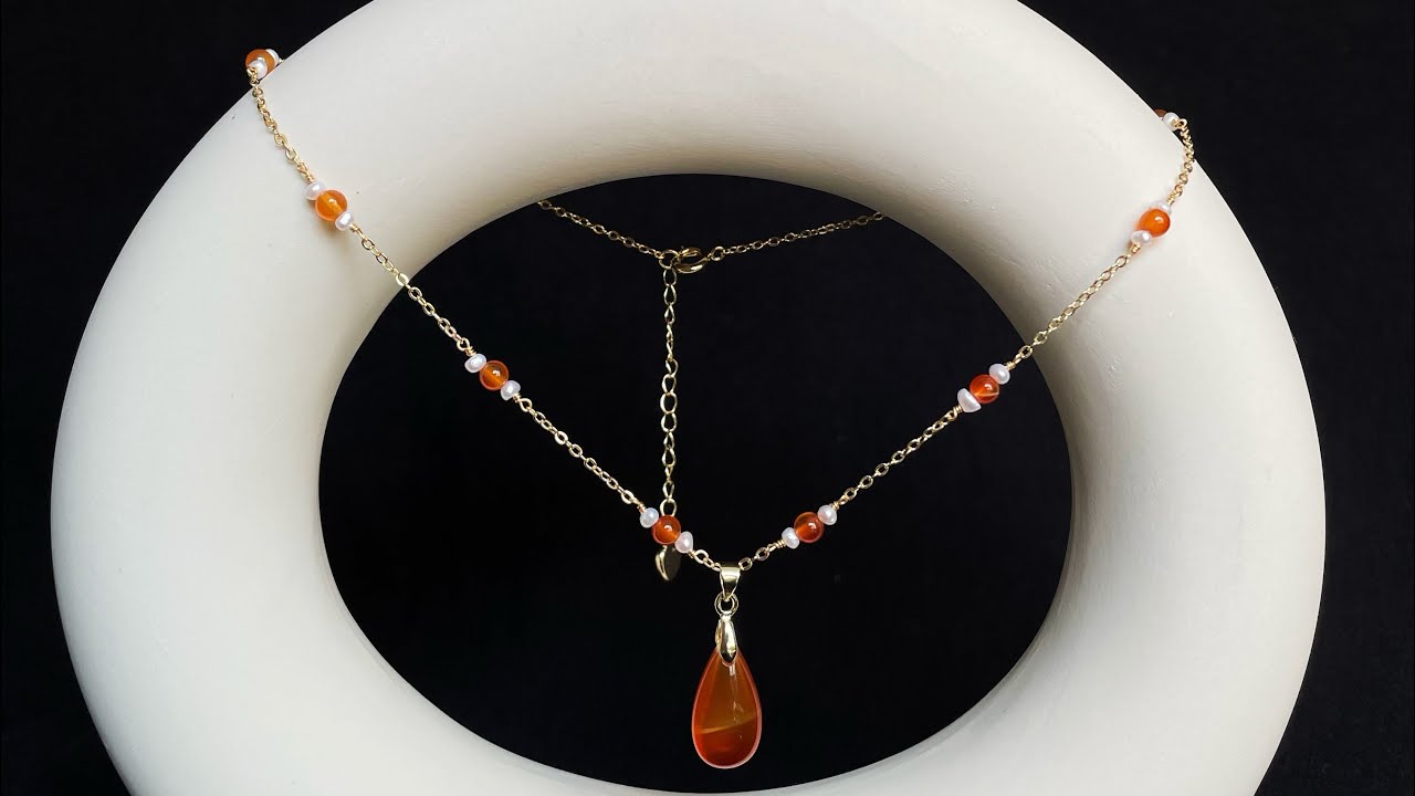 Red agate and pearls satellite necklace#necklaces #necklacelove #necklacemaking #tutorial #handmade
