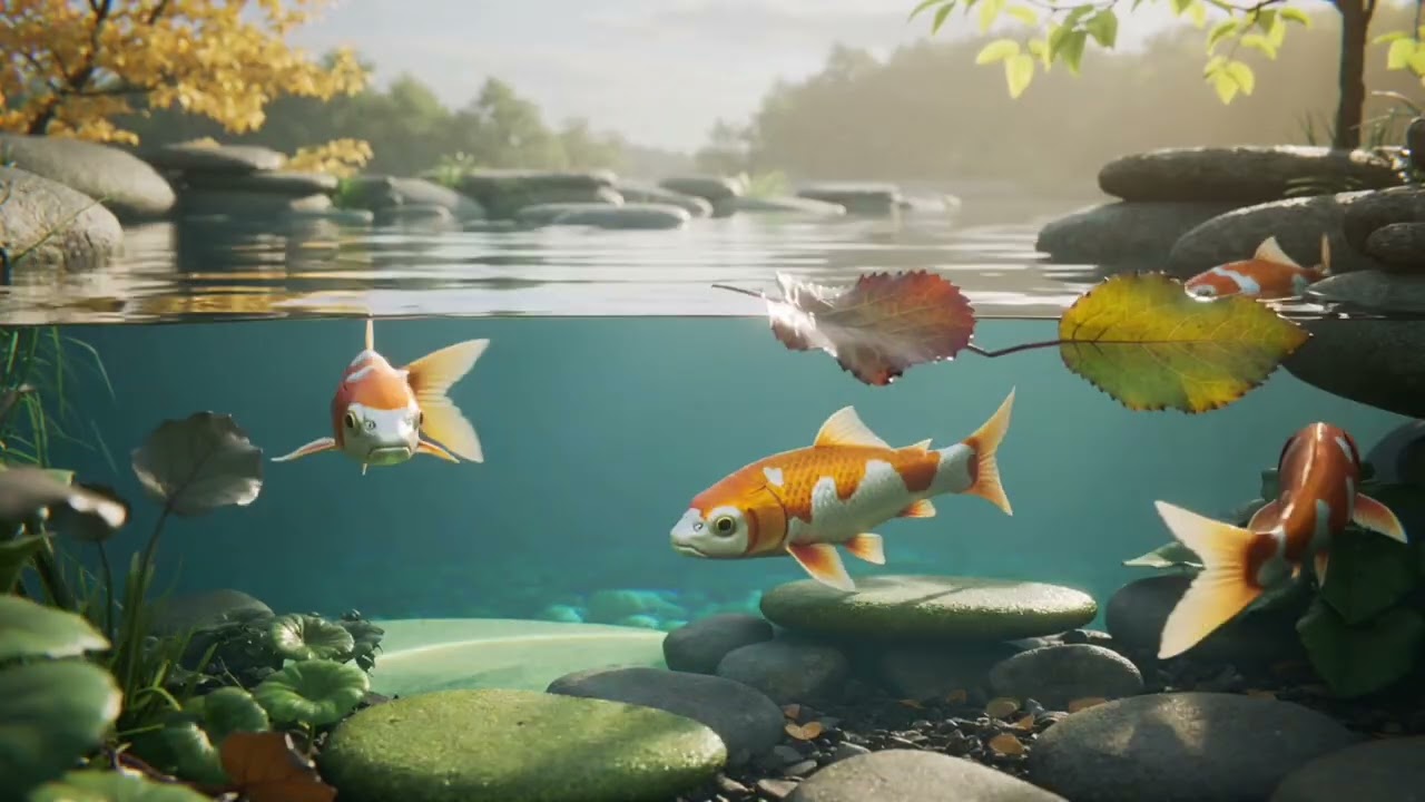 Golden Koi Pond | Calm Background Video