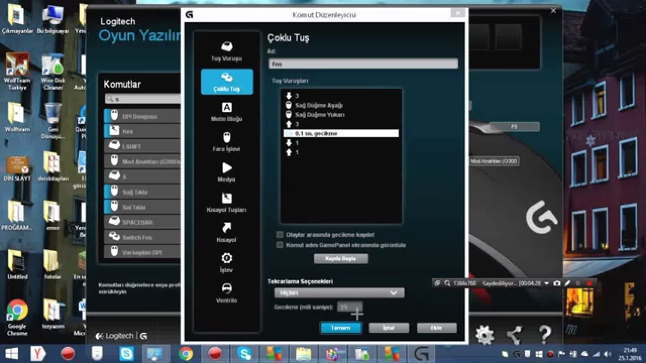 Logitech G300S Makro Ayarlama Temel Kullanım