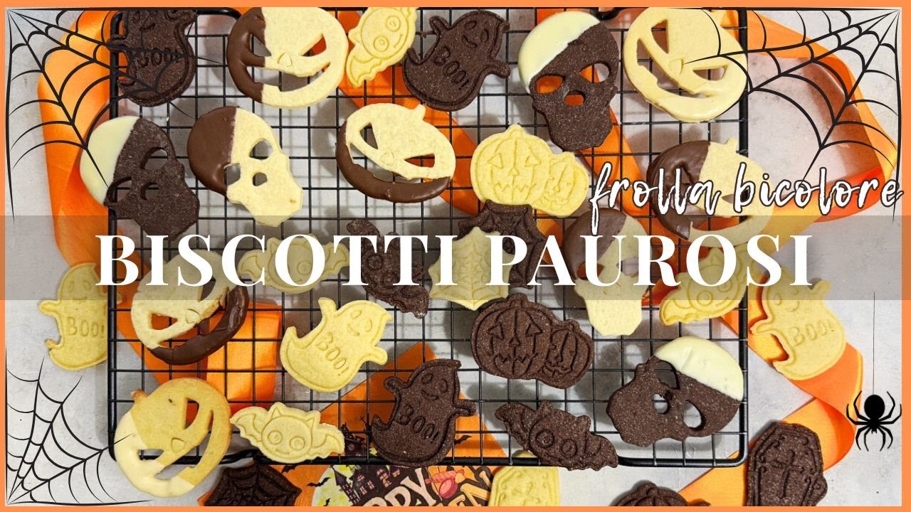 BISCOTTI DI HALLOWEEN FACILI 🎃 (Pasta Frolla Bicolore Perfetta!) Dolcetti Decorati per Feste