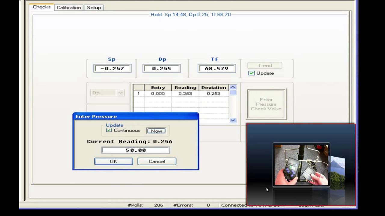How to calibrate differential pressure using portable calibration and collection unit software
