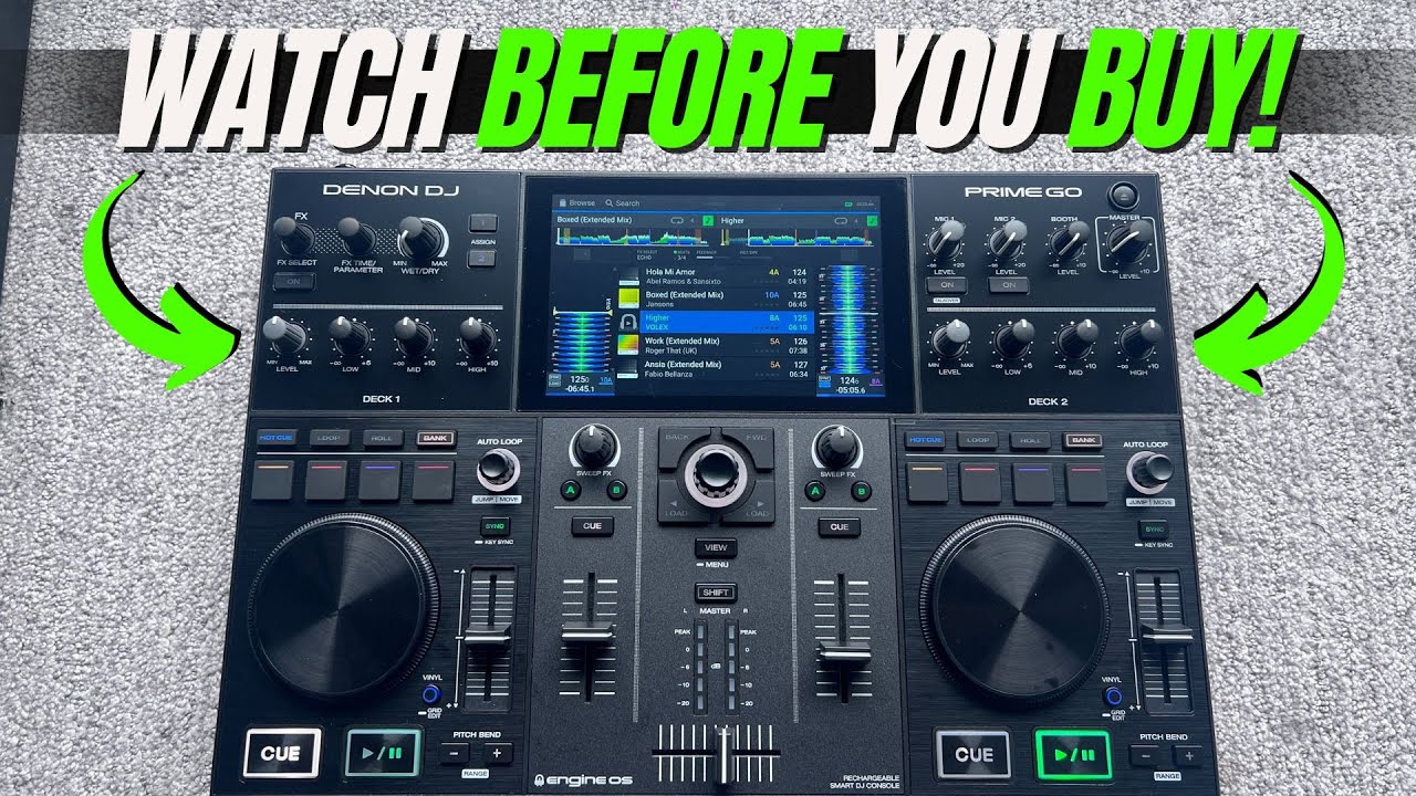 Denon DJ PRIME GO — автономный диджейский пульт (все в одном) — сенсорный экран HD — портативный ...