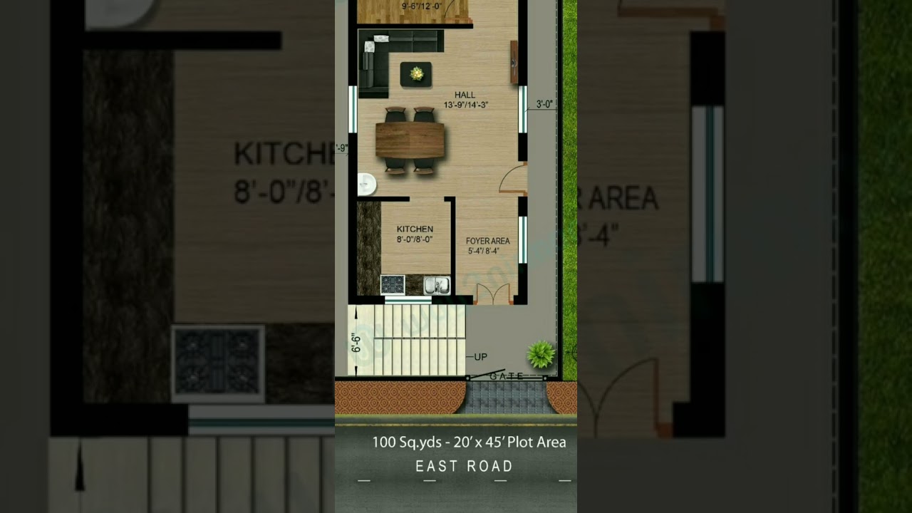 20 by 45 house design//20*45 east facing house plan