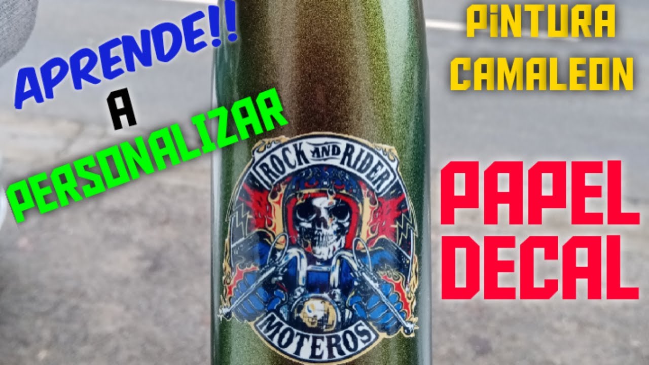 Como Personalizar con PAPEL DECAL y PINTURA CAMALEON en Spray una BOTELLA