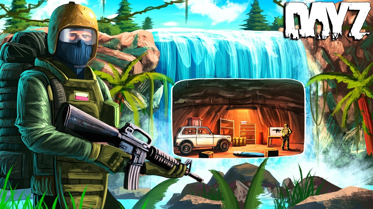 We built our new base in a WATER-FALL Bunker! - Downbad DayZ