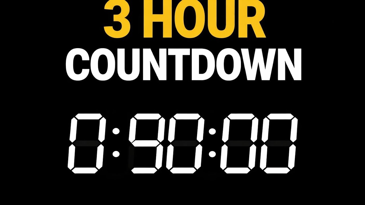 3Hour Countdown Timer ⏳• 3 Hours Timer – Focus & Relax• 3 Hour Study / Sleep • Countdown – No Music•