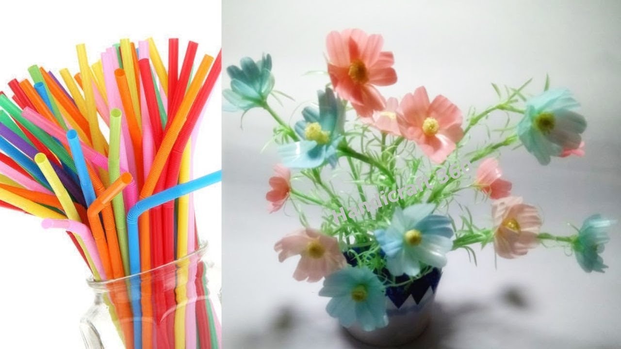 How to make flower from drinking straw | Straw flowers | Drinking straw craft ideas #1